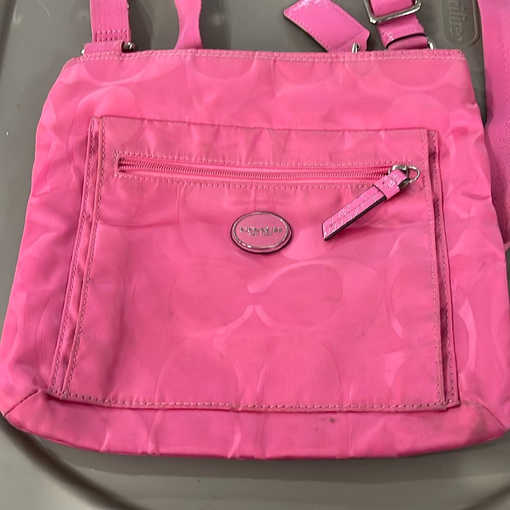Coach Nylon Shoulder Bag Pink